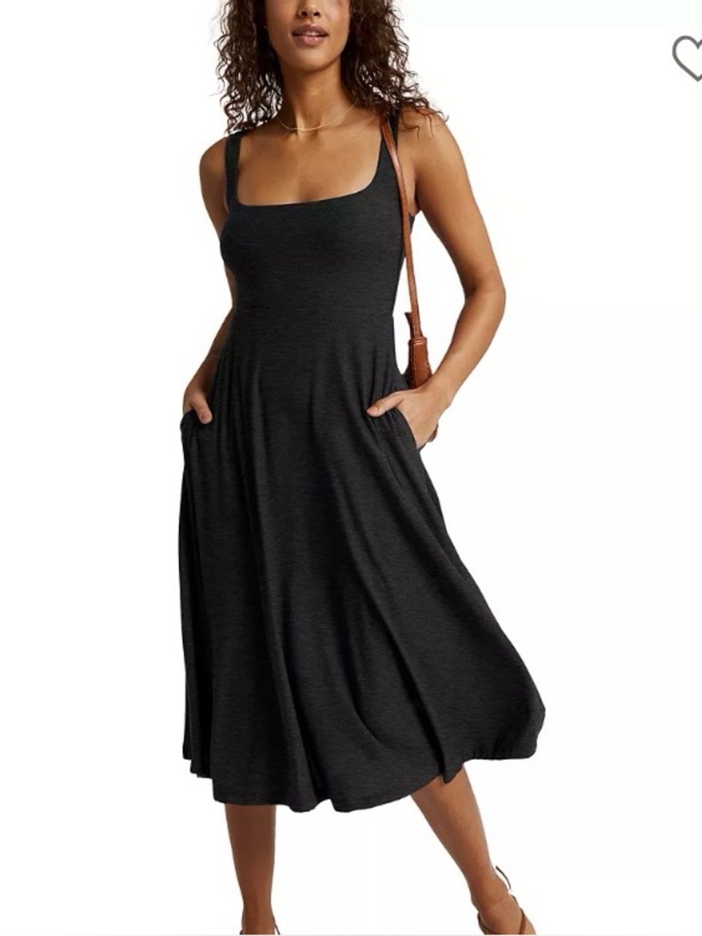 Beyond Yoga Featherweight At the Ready Square Neck Dress Size Large BLACK